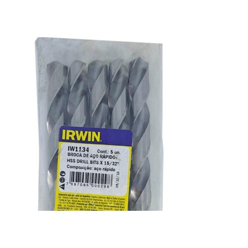 Broca Aco Rapido Irwin   15/32'' - Kit C/5 Peças