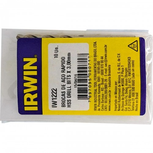 Broca Aco Rapido Irwin 3,0 Mm - Kit C/10 Peças