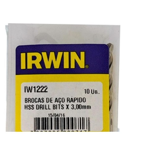 Broca Aco Rapido Irwin 3,0 Mm - Kit C/10 Peças