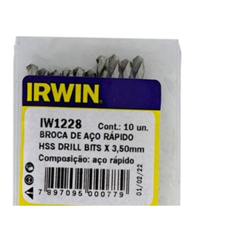 Broca Aco Rapido Irwin 3,5 Mm - Kit C/10 Peças