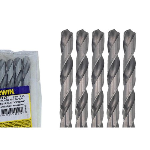 Broca Aco Rapido Irwin   23/64'' - Kit C/5 Peças