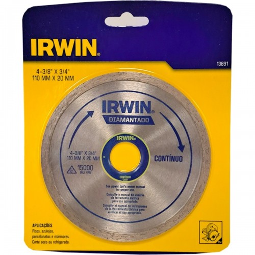 Disco Diamantado Irwin Liso 110Mm X 20Mm - 13891 - Kit C/5 Peças