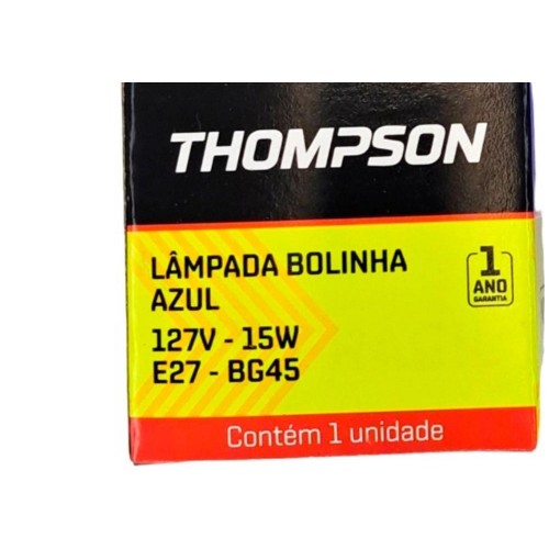 Lampada Colorida Thompson 15Wx127V. Azul - Kit C/10 Peças