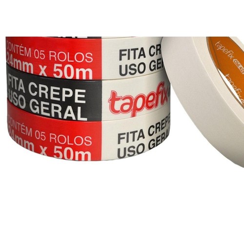 Fita Crepe Adere Uso Geral 423 - 24Mm X 50M - Kit C/5 Peças