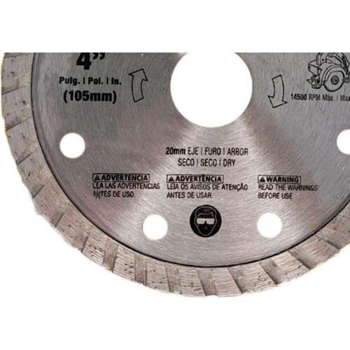 Disco Diamantado Stanley Turbo Seco 105Mm X 20Mm - 4'' - Sta47400B