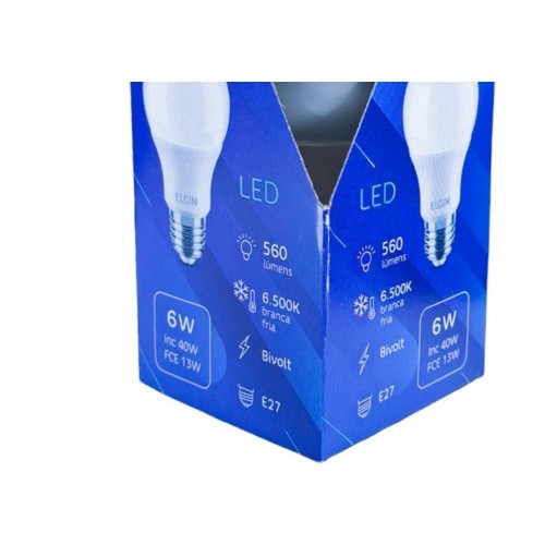 Lampada Led Bulbo Elgin A60 - 6W. 6500K. - Kit C/10 Peças