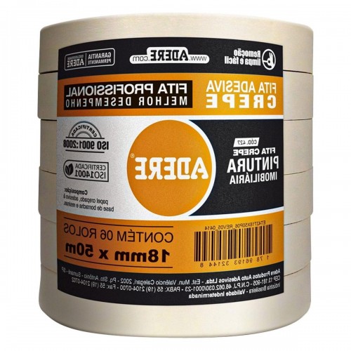 Fita Crepe Adere Para Pintura Imobiliaria 427 Profissional 18Mm X 50M - Kit C/16 Peças