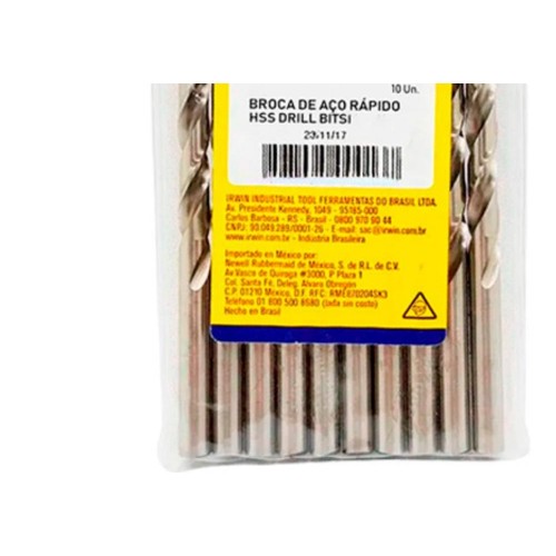 Broca Aco Rapido Irwin 2,5Mm - Kit C/10 Unidades