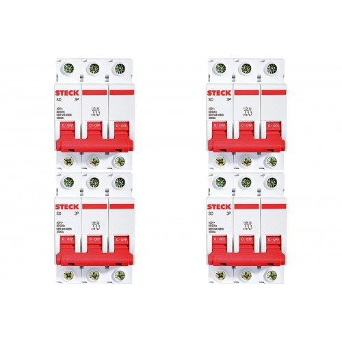 Kit C/4 - Disjuntor Steck Din Tripolar 32A Sd63 C 3Ka