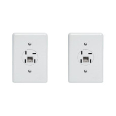 Kit C/2 - Conjunto Tomada Fone Perlex''Branca''Com Placa+...