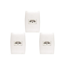 Kit C/3 - Conjunto Soprano Ilus 4X2 Branco Com Placa(1Tomada  ..