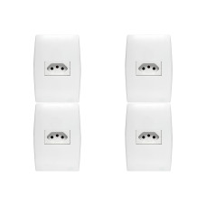 Kit C/4 - Conjunto Soprano Ilus 4X2 Branco Com Placa(1Tomada  ..