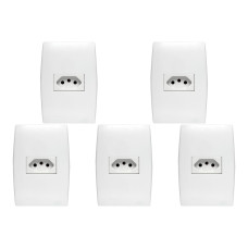 Kit C/5 - Conjunto Soprano Ilus 4X2 Branco Com Placa(1Tomada  ..