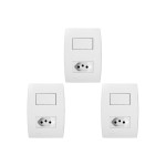 Kit C/3 - Conjunto Soprano Ilus 4X2 Branco Com Placa(1Sim...