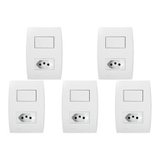 Kit C/5 - Conjunto Soprano Ilus 4X2 Branco Com Placa(1Sim...