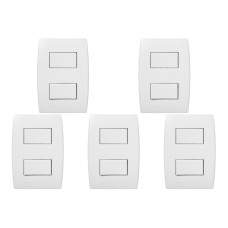 Kit C/5 - Conjunto Soprano Ilus 4X2 Branco Com Placa(1Sim...