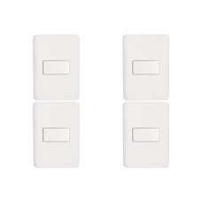 Kit C/4 - Conjunto Perlex Aros 4X2 Branco Com Placa(1Para...