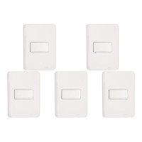 Kit C/5 - Conjunto Perlex Aros 4X2 Branco Com Placa(1Para...