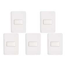 Kit C/5 - Conjunto Perlex Aros 4X2 Branco Com Placa(1Para...