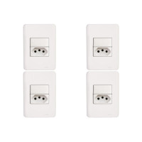 Kit C/4 - Conjunto Perlex Aros 4X2 Branco Com Placa(1Para...