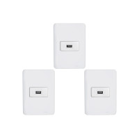 Kit C/3 - Conjunto Perlex Aros 4X2 Branco Com Placa(1Toma...