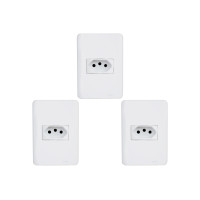 Kit C/3 - Conjunto Perlex Aros 4X2 Branco Com Placa(1Toma...