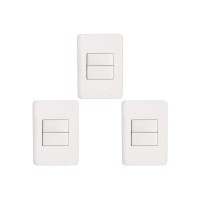 Kit C/3 - Conjunto Perlex Aros 4X2 Branco Com Placa(2Simp...