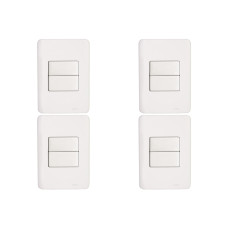 Kit C/4 - Conjunto Perlex Aros 4X2 Branco Com Placa(2Simp...