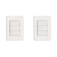 Kit C/2 - Conjunto Perlex Aros 4X2 Branco Com Placa(3Simp...