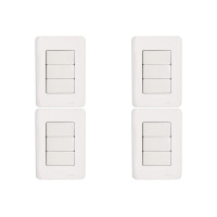 Kit C/4 - Conjunto Perlex Aros 4X2 Branco Com Placa(3Simp...