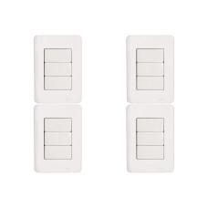 Kit C/4 - Conjunto Perlex Aros 4X2 Branco Com Placa(3Simp...