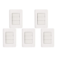 Kit C/5 - Conjunto Perlex Aros 4X2 Branco Com Placa(3Simp...