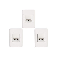 Kit C/3 - Conjunto Perlex Aros 4X2 Branco Com Placa(1Simp...