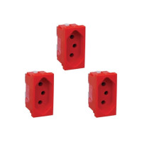 Kit C/3 - Modulo Pial Pop Vermelho 1 Tomada 20A Lg03020Vm