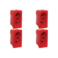 Kit C/4 - Modulo Pial Pop Vermelho 1 Tomada 20A Lg03020Vm