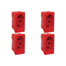 Kit C/4 - Modulo Pial Pop Vermelho 1 Tomada 20A Lg03020Vm