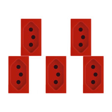 Kit C/5 - Modulo Soprano Ilus (Tomada 10A Vermelho) 5Ub99007