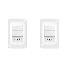 Kit C/2 - Conjunto Pial Pop Modulo Com Placa 4X2 - 2 Simp...