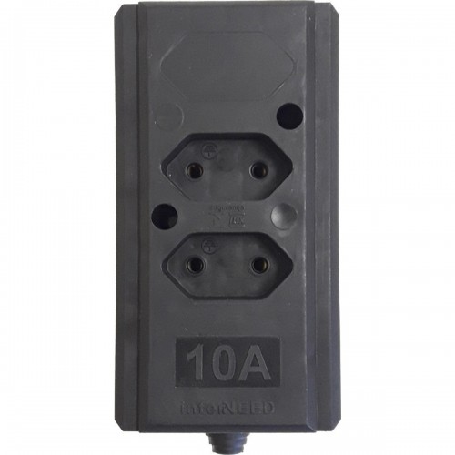 Tomada Barra Interneed   Dupla 10A 2 Polos Preta  69300