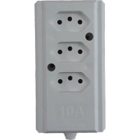 Tomada Barra Interneed   Tripla 10A 2 Polos +Terra Branca 66200