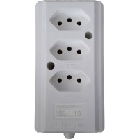 Tomada Barra Interneed   Tripla 10/20A 2 Polos +Terra Branca 66477