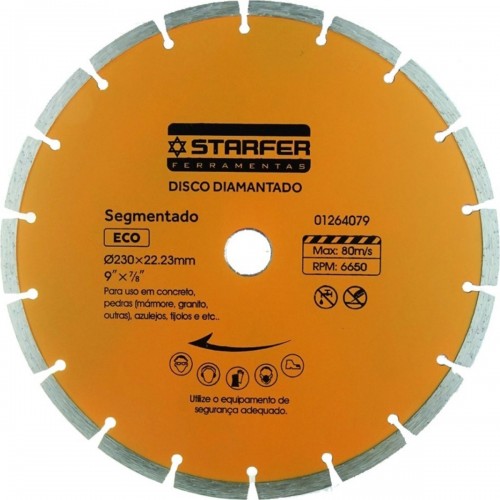 Disco Diamantado Starfer Eco Segmentado 230Mm Seco/Agua 