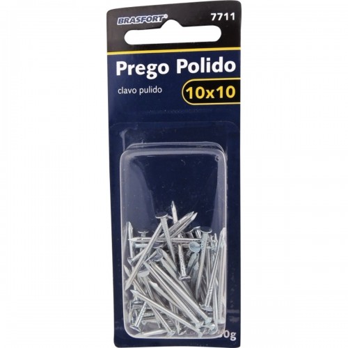 Cartela Prego Aco Polido Brasfort Com Cabeca  10X10 (1,50X23mm) Cartela Com 30 Gramas 7711