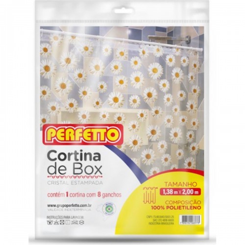 Cortina Para Box Perfetto Estampada Transparente 1,38 X 2,00M  0377