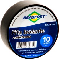 Fita Isolante Brasfort 10M X 19Mm Preta 8238 - Kit C/10 