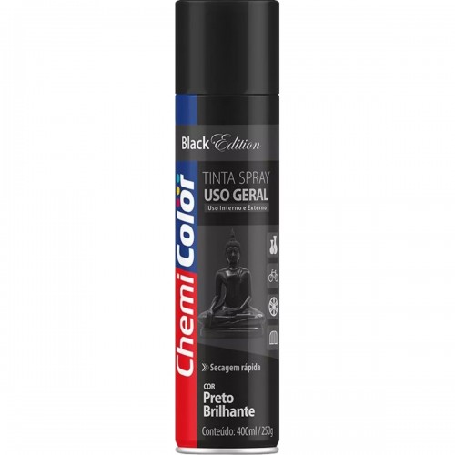 Spray Chemicolor Preto Brilhante 400Ml/250G.