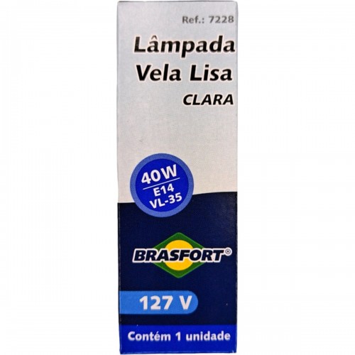 Lampada Vela Lisa Brasfort 40Wx127V. Clara - Kit C/10 Peças