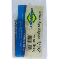 Broca Aco Rapido Brasfort () 1/16'' - 7494 - Kit C/10 Peças