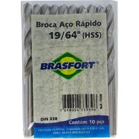 Broca Aco Rapido Brasfort   19/64'' - 7509 - Kit C/10 Peças