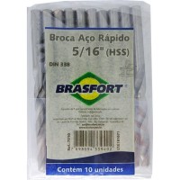 Broca Aco Rapido Brasfort   5/16'' - 7510 - Kit C/10 Peças